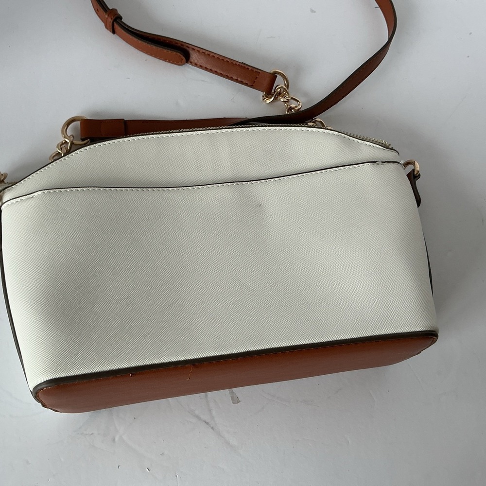 Anne Klein Crossbody‎ Bag Cream Brown Colorblock Chain Strap - Picture 6 of 13